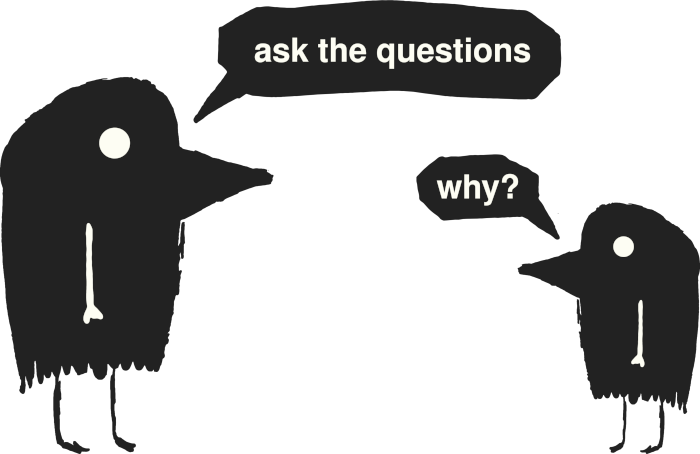 image of two crows asking questions with no real answers